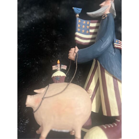 WILLIRAYE STUDIO "WALKING THE HOG" - UNCLE SAM, WALKING A PIG 10" patriotic - Picture 8 of 10